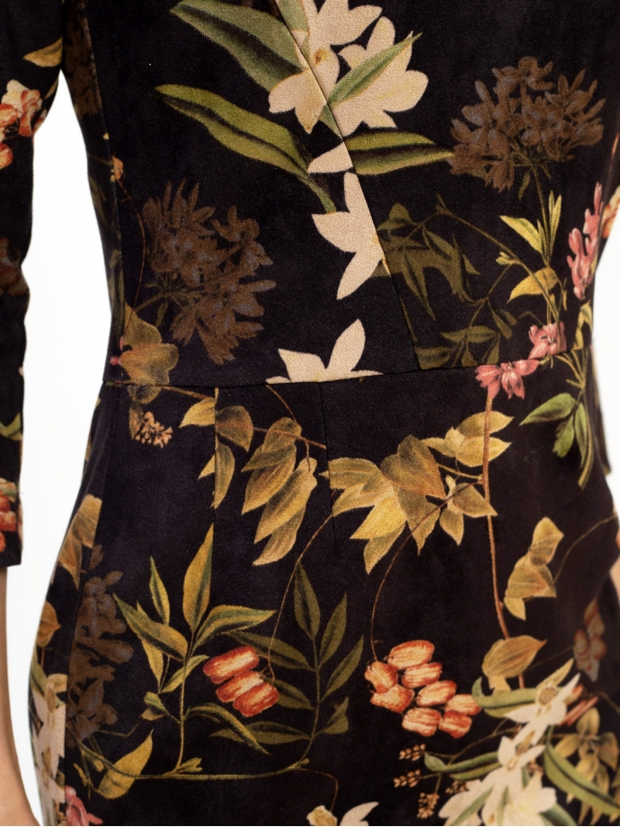 Платье-футляр из искусственной замши с цветочным принтом